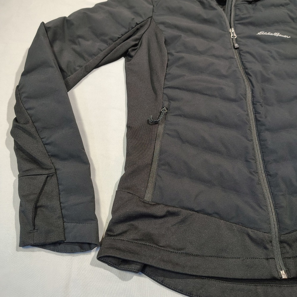 Eddie Bauer Jacket Womens Medium Black MotionLoft Hybrid Down Hooded Zip 0623 - Picture 6 of 16